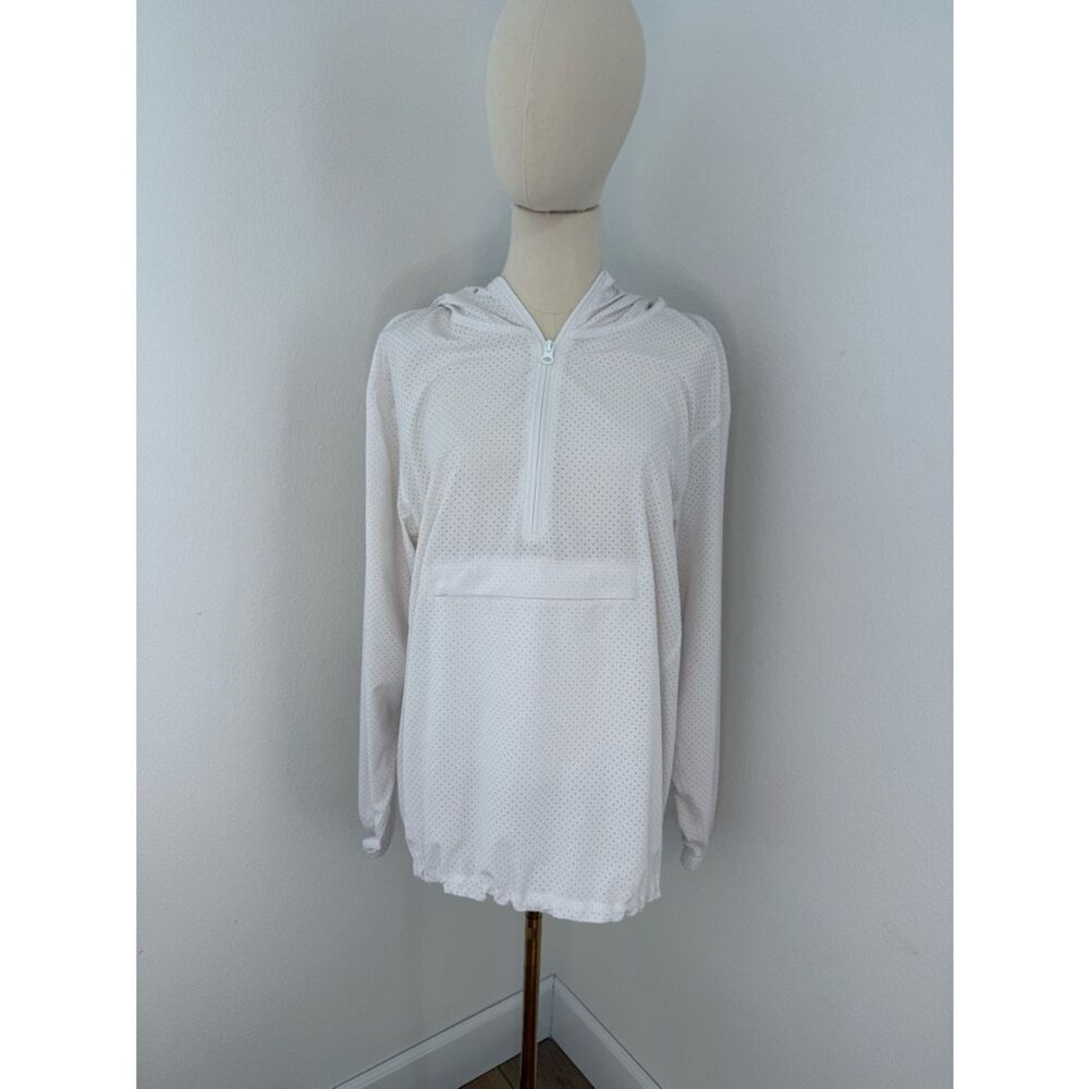 Zella White Hooded Half-Zip Pullover Tunic with Micro‎ Dot Texture - Size Small